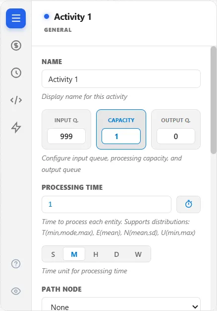 The Activity General tab
