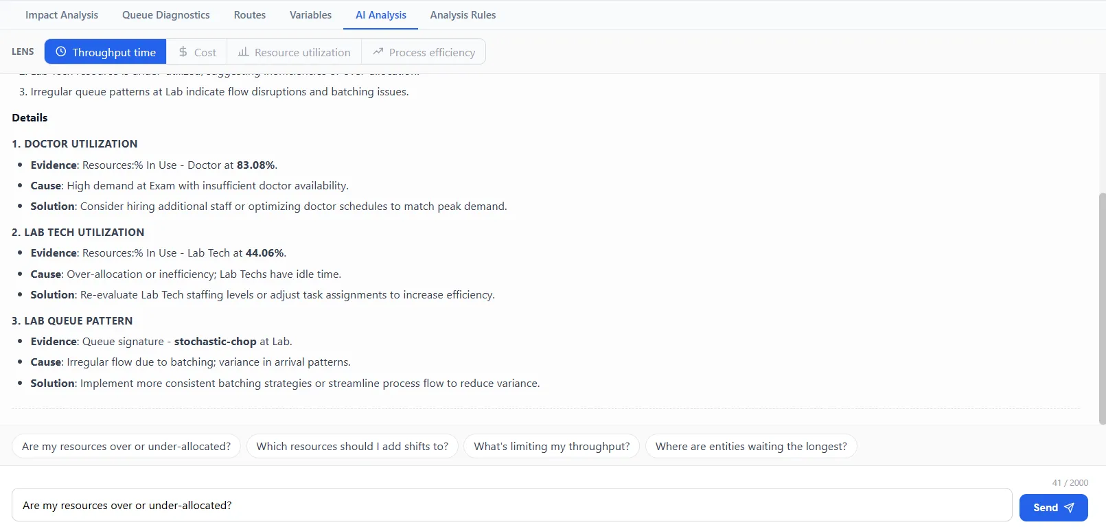 AI reading the run results and explaining the bottlenecks in plain language