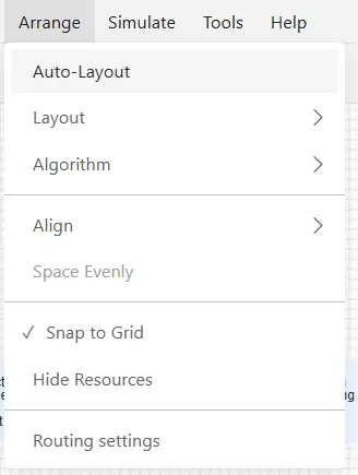 The Arrange menu