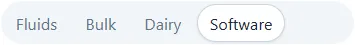 The four face tabs: Fluids, Bulk, Dairy, Software.