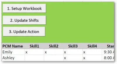 Setting up the call center workbook