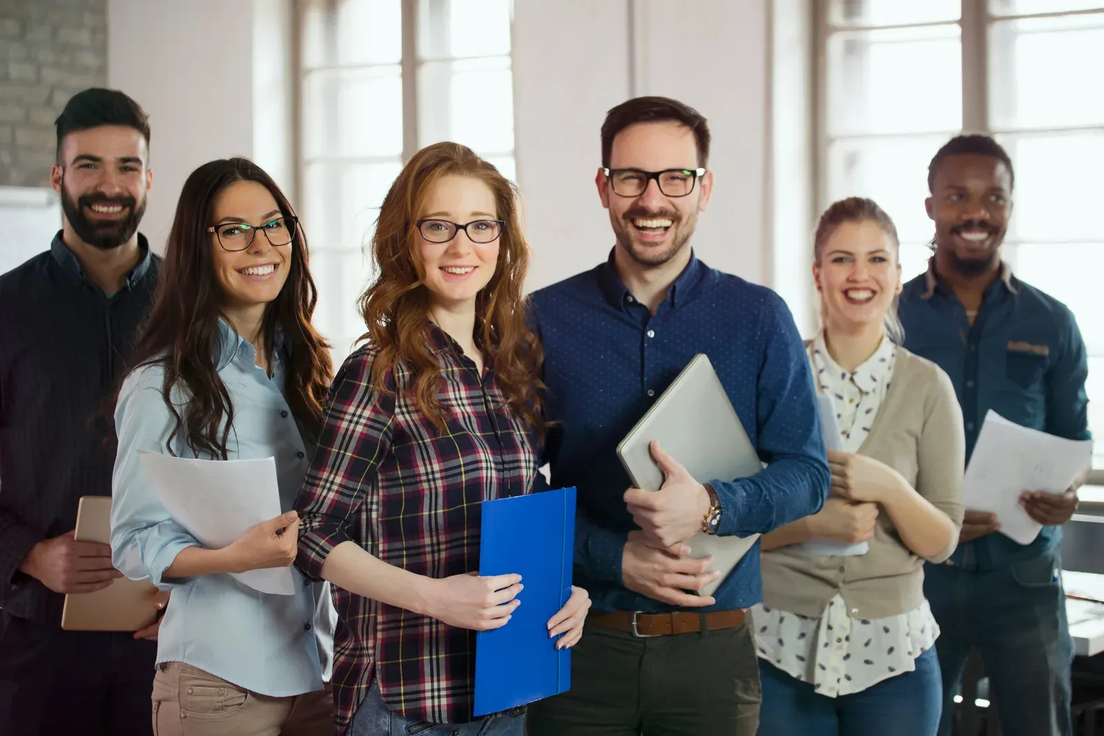 A diverse team of professionals working together