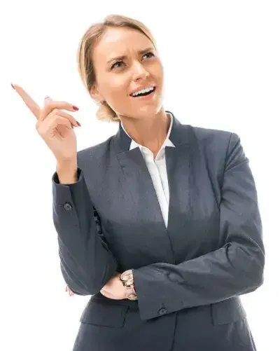 A businesswoman struck by an idea for process improvement
