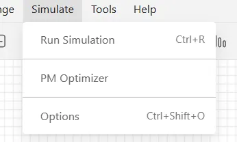 PM Optimizer on the Simulate menu.