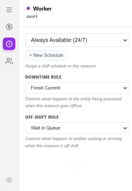 Assigning a shift schedule on the Shift tab
