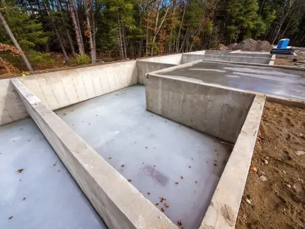 A concrete pavement laid one section at a time, like a process foundation