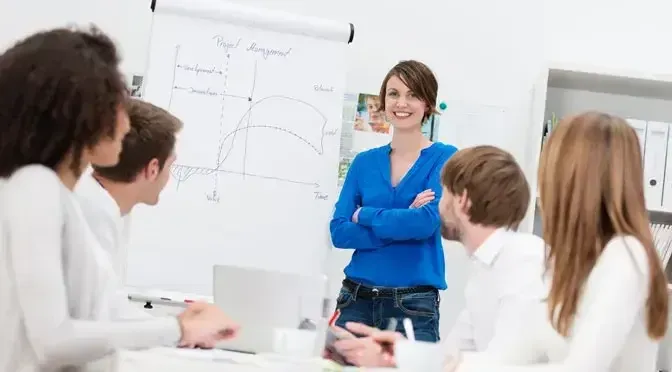 A business leader guiding a team through process improvement