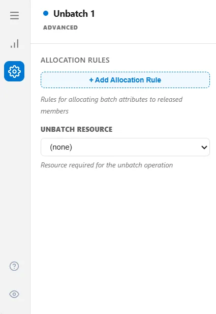 The unbatch Advanced tab