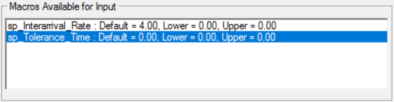 Macros available for input in simrunner