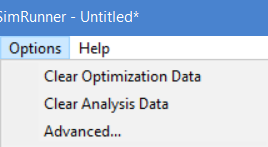 Options menu in simrunner