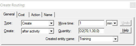Properties dialog entity routing create route ProcessModel software