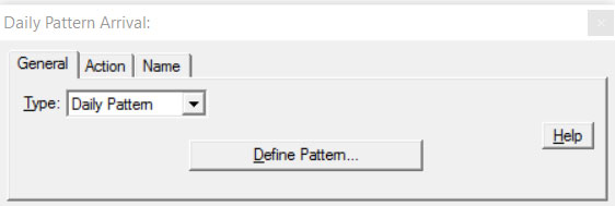 Properties dialog entity arrivals daily pattern ProcessModel software