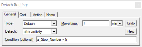 Properties dialog entity routing detach ProcessModel software