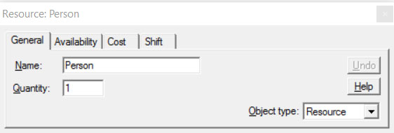 Properties dialog resource general ProcessModel software