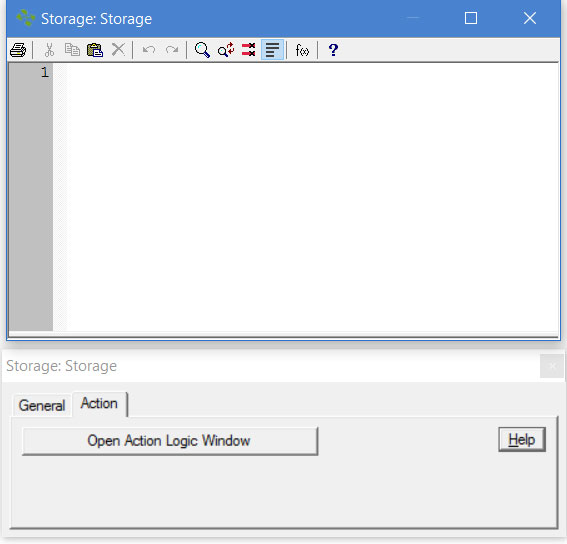 Action tab on properties dialog for storage
