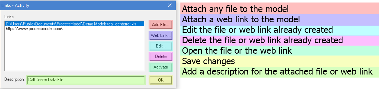 link files and web links dialog
