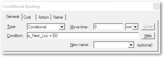 Conditional routing dialog