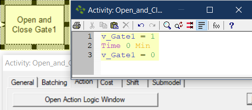 action logic in Open and Close Gate1 fromHold in a Storage