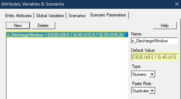 change scenario parameter in Discharge Windows